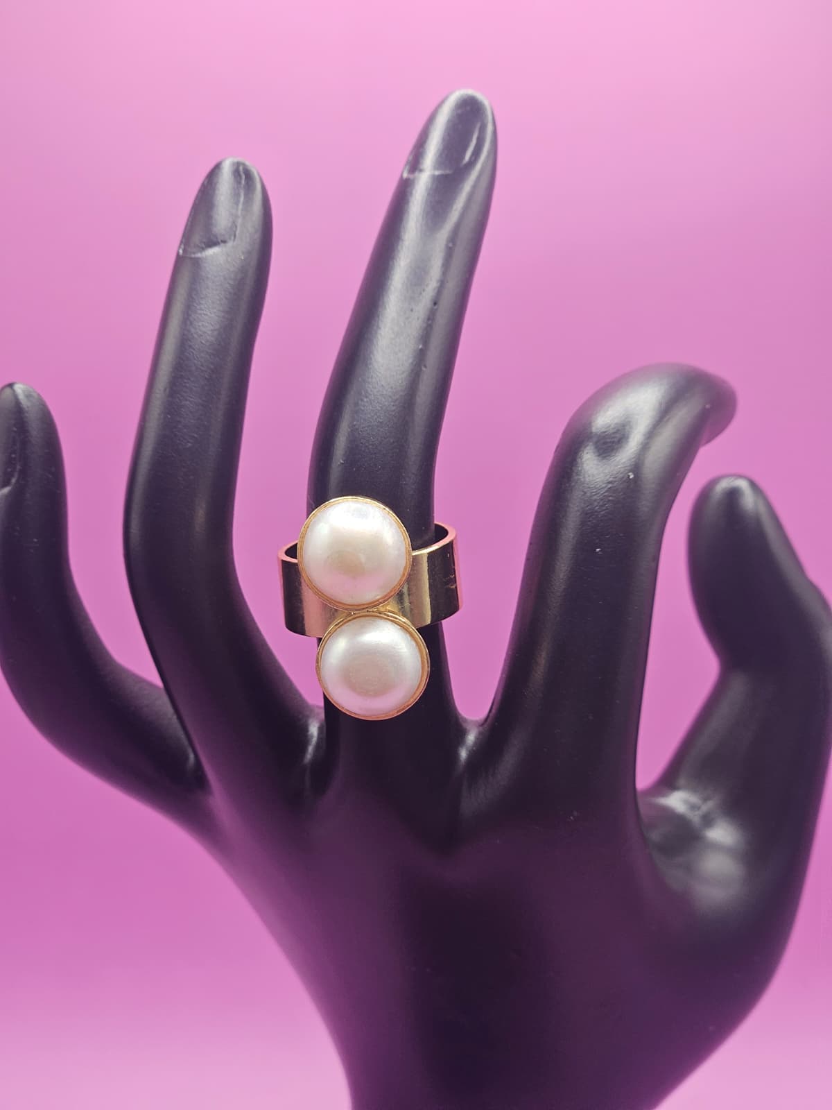 WATER PEARL RING/GOLG PLATTED/ADJUSTABLE