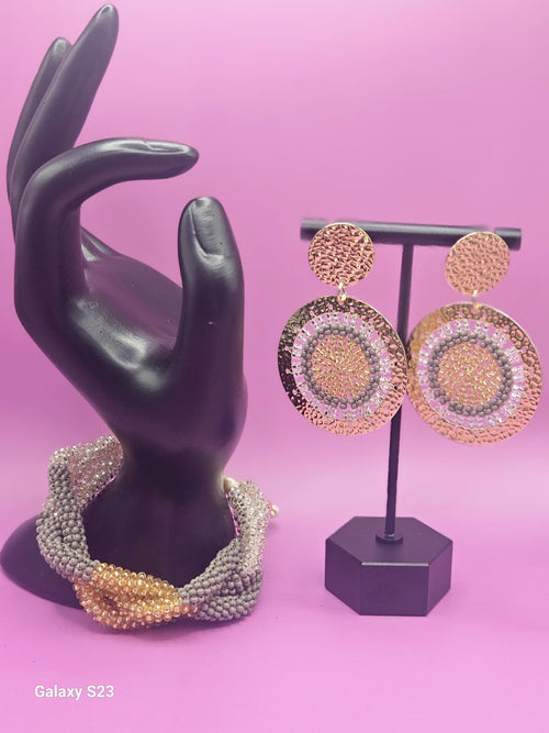 FLORAL- HANDMADE BRACELET/EARRINGS SET
